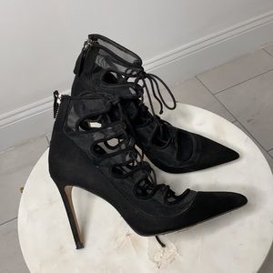 Zara black lace-up heels